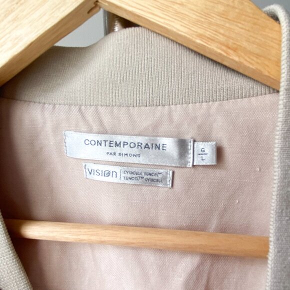 🍂 Light Beige Cream Modern Minimalist Canva Bomber Jacket - Picture 6 of 8